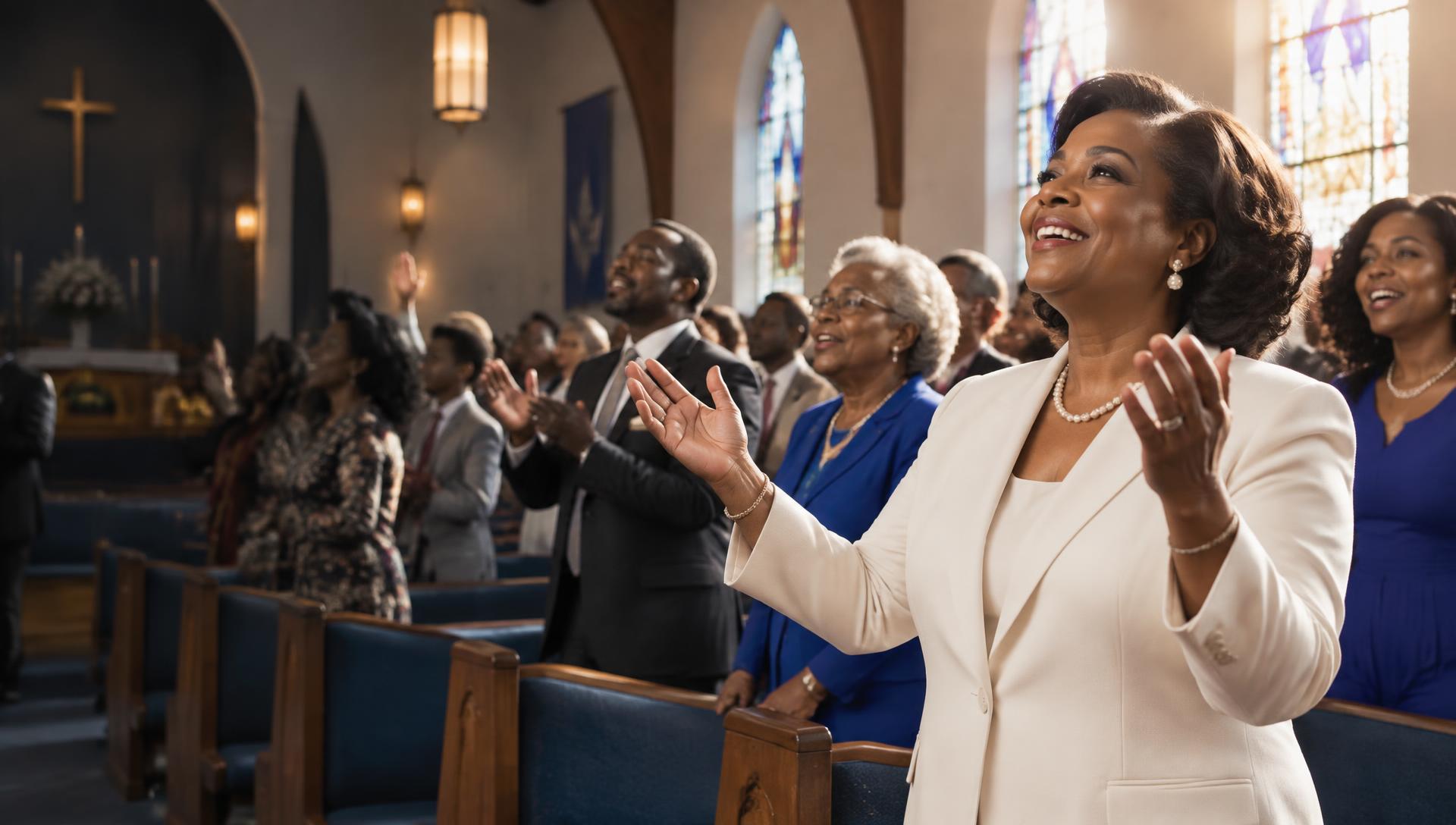 A joyful congregation worshipping together
